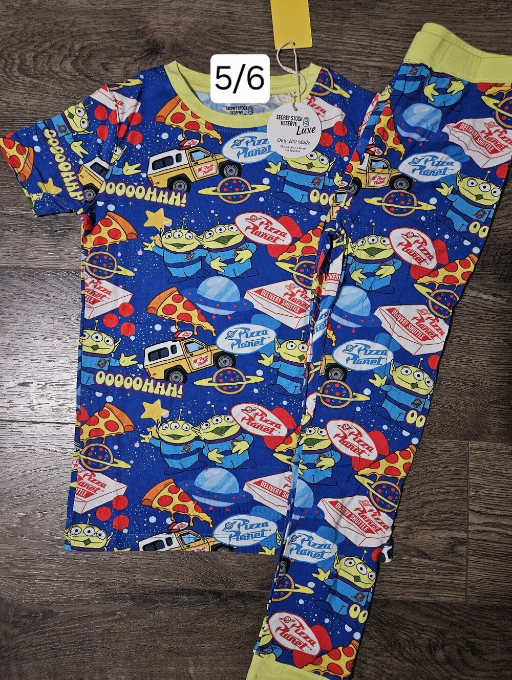 Secret Stock Reserve Luxe 5/6 Pizza Planet Pals 2 Piece Bamboo Pajama